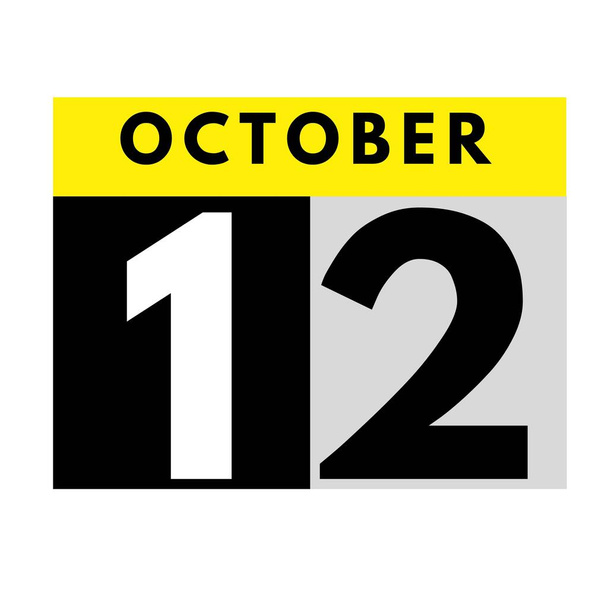 12. Oktober. flaches tägliches Kalendersymbol .date, day, month .calendar für den Monat Oktober - Foto, Bild