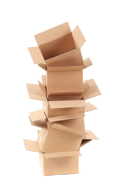 Stack of opened cardboard boxes. - Photo, image