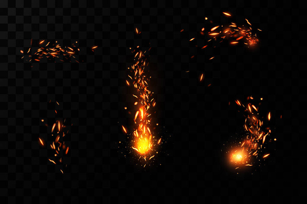 Burning fiery sparks. Sparks of fire.Vector. - Vector, Image
