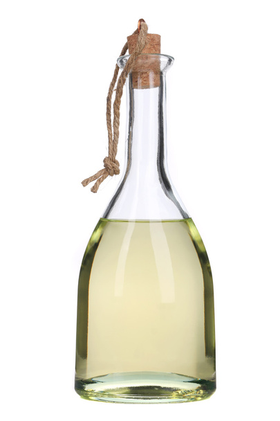 Small bottle of olive oil with cork stopper. - Zdjęcie, obraz