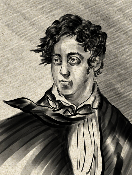 George Gordon Byron, 6. Byron báró, akit egyszerűen Lord Byron-ként ismernek, angol kortárs volt, költő és politikus.. - Fotó, kép