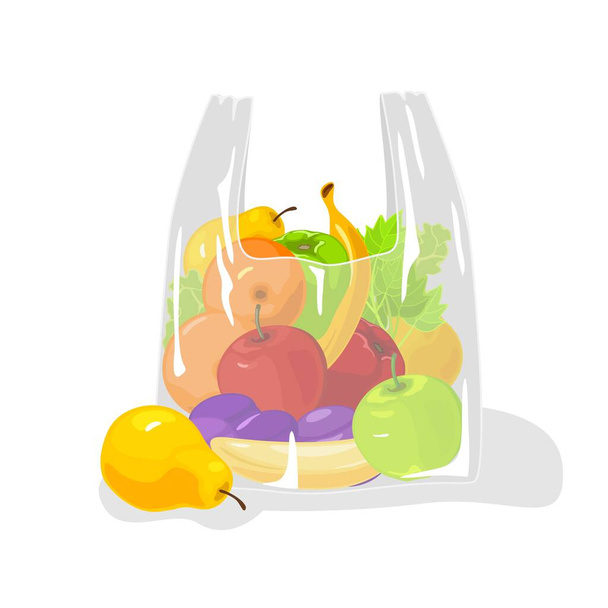 Τσάντα κινουμένων σχεδίων με φρούτα - Διάνυσμα, εικόνα