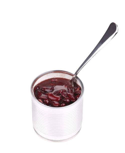 Tin of red bean with spoon. - Foto, immagini