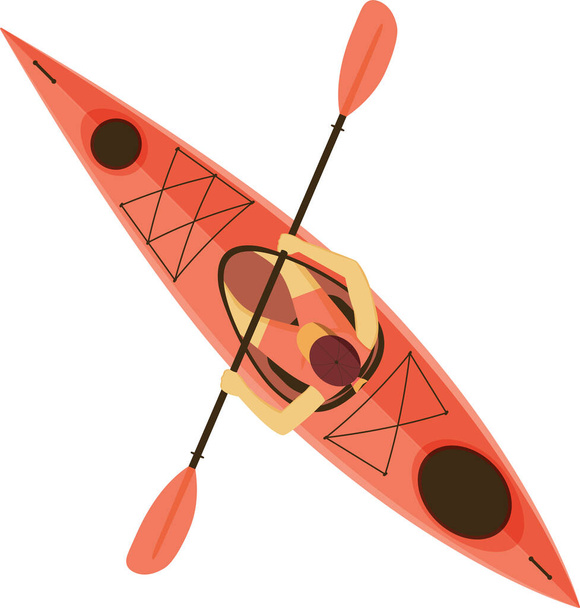 Kayak pour activités de plein air, pêche. - Vecteur, image