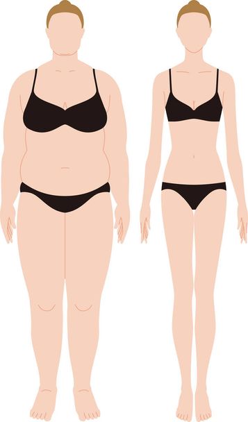 Obézní a štíhlé ženy. Vektorový materiál  - Vektor, obrázek