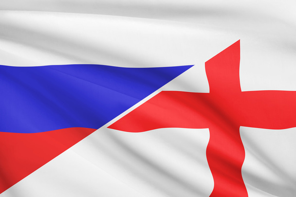 serie de banderas con volantes. Rusia e Inglaterra. - Foto, imagen
