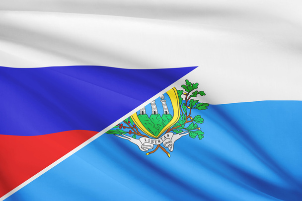 serie de banderas con volantes. Rusia y la República de san marino. - Foto, imagen