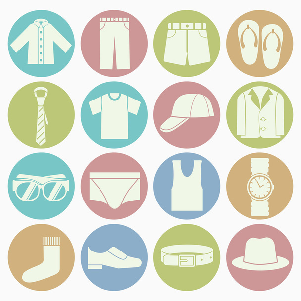Icons gent clothes set - Vector, Image
