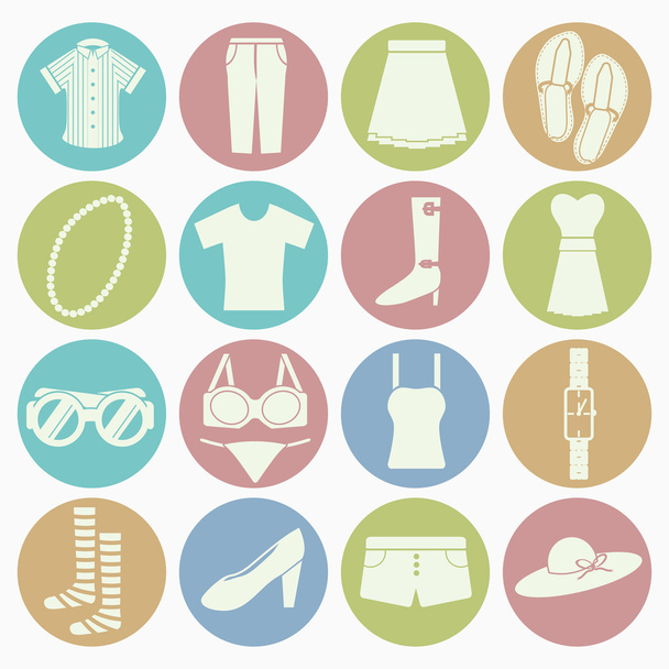 Icons lady clothes set - Vector, Image