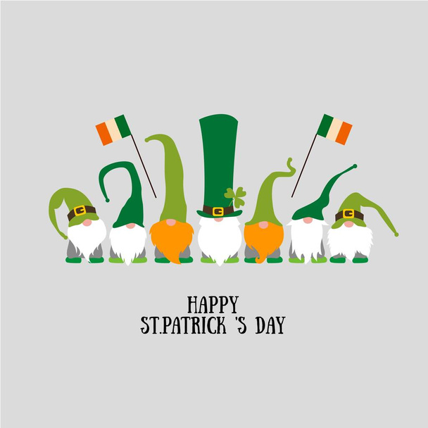 Postcard leprechauns holiday st patrick's day - Vector, Image