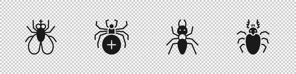 Set Insectenvlieg, Spider, Mier en Kever hert icoon. Vector. - Vector, afbeelding