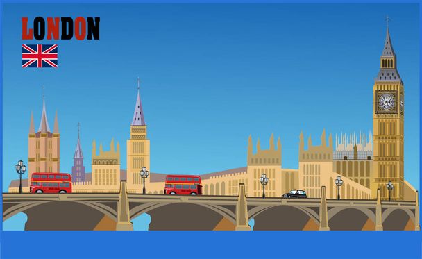 Anglická cesta. ilustrace anglických symbolů v Londýně. English London road - Vektor, obrázek