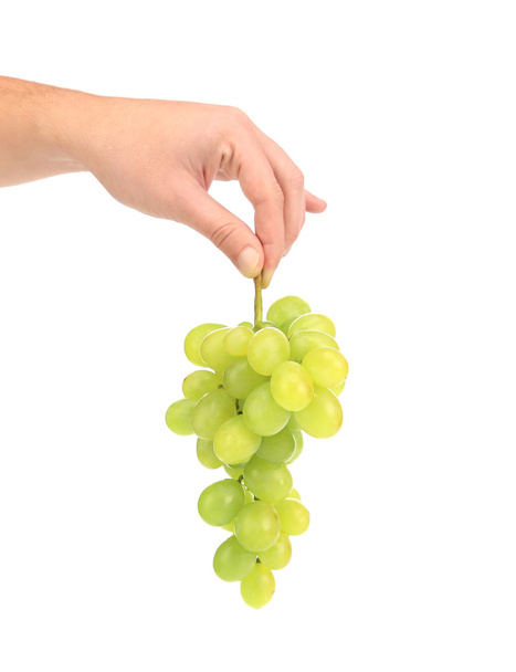 Hand holds white grapes. - Foto, Imagen