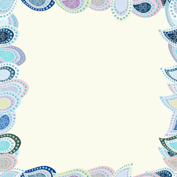 Illustration in neutral, gray and blue colors. Seamless pattern. Doodle frame. Vector illustration. - Vektör, Görsel