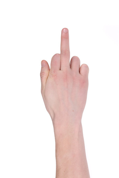 Man hand shows middle finger. - Photo, Image