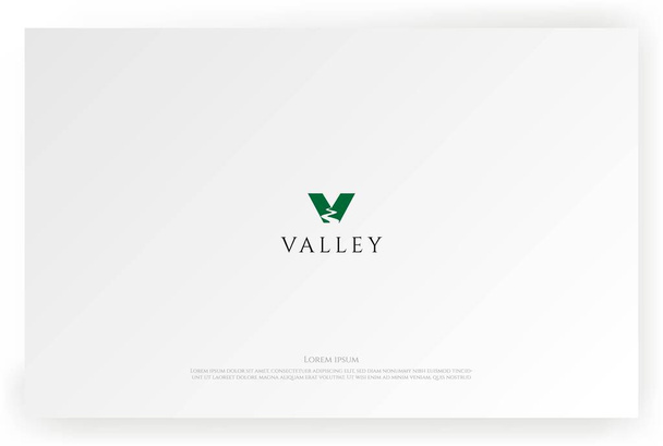 Letra inicial minimalista simple V Valley Creek River Road Logo Design Vector - Vector, Imagen