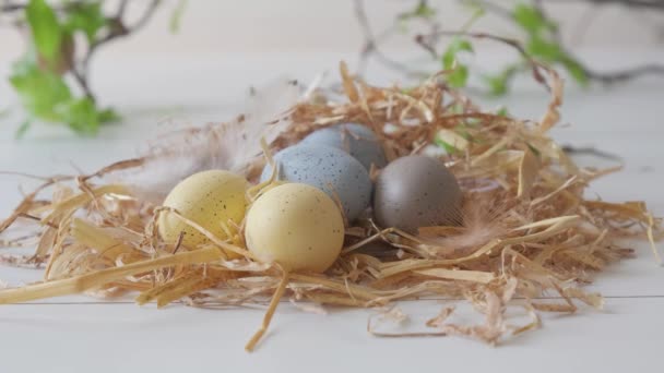 Декор пасхальных яиц в виде гнезда.  - Кадры, видео