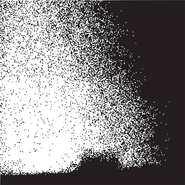 Grunge-Vektortextur. Abstrakte schwarze Partikel auf weißem Hintergrund. Verstreute dunkle Tropfen - Vektor, Bild