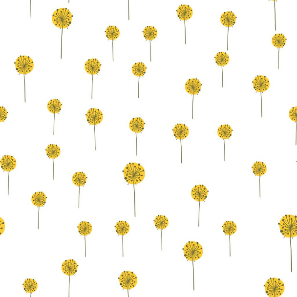 Seamless pattern with dandelion flowers. Minimalists modern style background. - Vector, Image