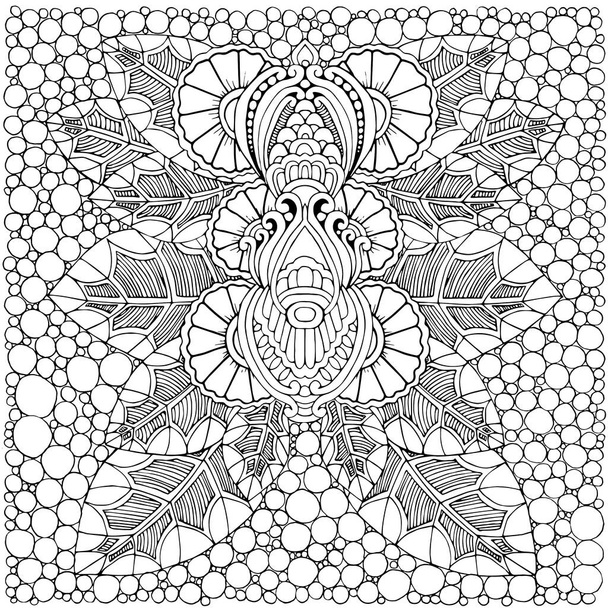 Abstract zwart-wit kunst design exotische natuurlijke bloeiende fantasie bloem naadloze vector grafisch geïsoleerd patroon met decoratieve bloemen paisley doodle stijl elementen. Vector. - Vector, afbeelding