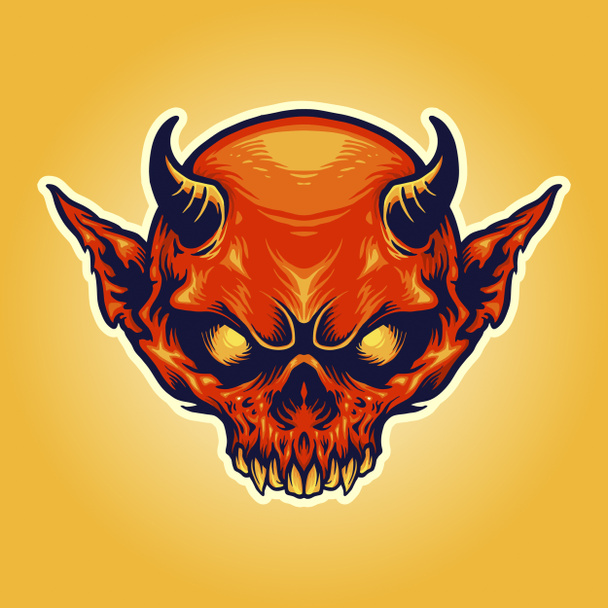 Head Horn Red Devil Maskot ilustrace pro vaši práci Logo, maskot zboží tričko, samolepky a etikety vzory, plakát, pohlednice reklamní společnost nebo značky - Fotografie, Obrázek