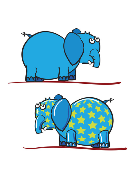 Синие слоны со звездами на белом фоне, абстрактная векторная иллюстрация
 - Вектор,изображение