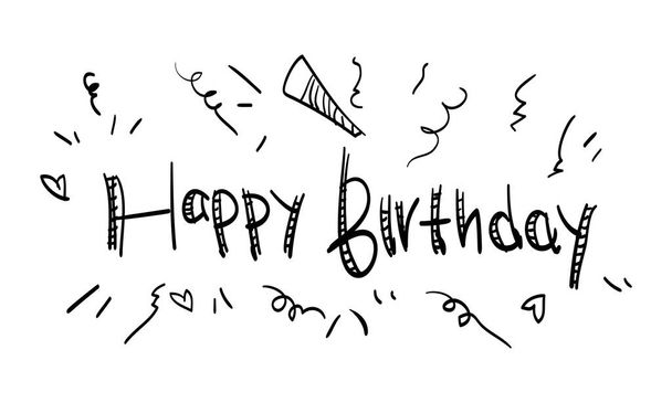 С днем рождения. простая рукописная каллиграфия. использовать для поздравительных открыток. изолированы на белом фоне. векторная иллюстрация - Вектор,изображение