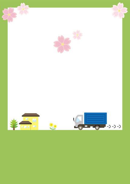 κινούμενη εικόνα και άνθη κερασιάς - απλό πρότυπο - - Διάνυσμα, εικόνα