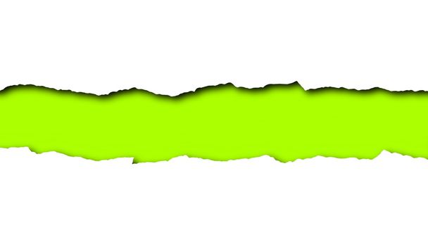 σκισμένο χαρτί με ελαφρύ πράσινο χώρο για κείμενο που έχουν απομονωθεί - Φωτογραφία, εικόνα