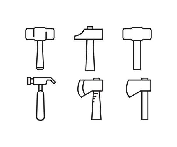 hammer and axe icons set vector - Wektor, obraz