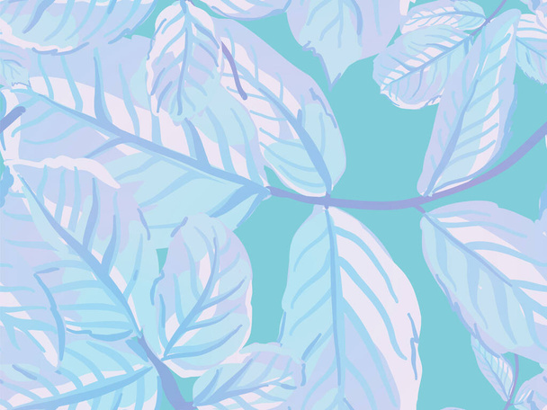 Aqua Menthe und Green Painted English Rose Leaf Patterns Collection. Sommer Textildesign. Wiederholte Spring Peony Wallpaper. Rose Leaves Seamless Pattern. Romantische botanische Vektor-Hintergründe. - Vektor, Bild