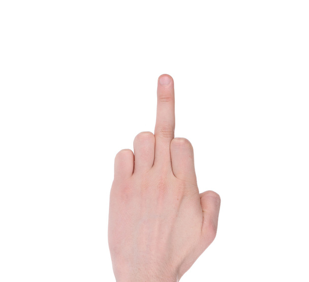 Man hand shows middle finger. - Photo, image