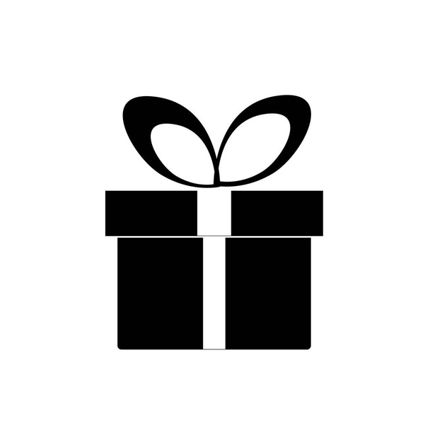 gift box cute icon, illustration, black sign on isolated background - Photo, Image