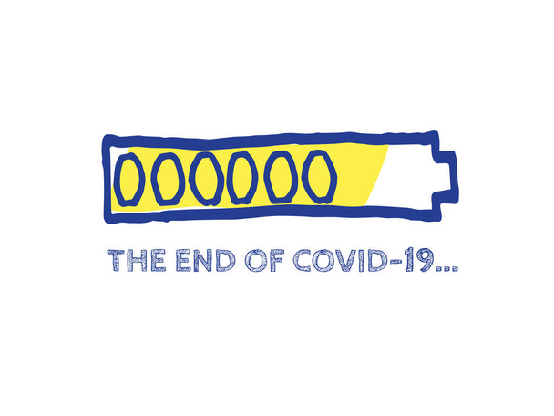 Infografikus elem 90% -os komplett indikátorral. A Coronavirus Progress Bar státusz vége. COVID-19 Vektor kézi húzású rakodó. Karantén illusztráció. Weboldal vázlat sáv állítható töltőrésszel. - Vektor, kép