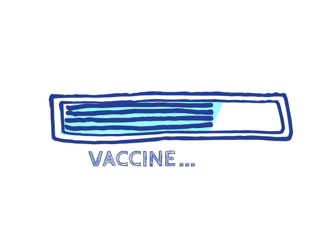 Coming Soon Vector Hand Drawn Loader. Remedy Invention Illustration. Vaccine Progress Bar Status.  Website Sketch Bar with Adjustable Fill Part. Infographic Element with 90% Complete Indicator. - Vector, Image