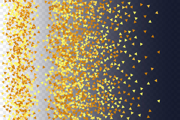 幾何学的記念日の背景。概要虹色の誕生日カード。ランダム・ブライダル・バックドロップ。フォイル・ボーダー。透明感のある背景の金のコンフェッティ。分離された黄金の塵粒子。ベクトルラウンドボケ. - ベクター画像