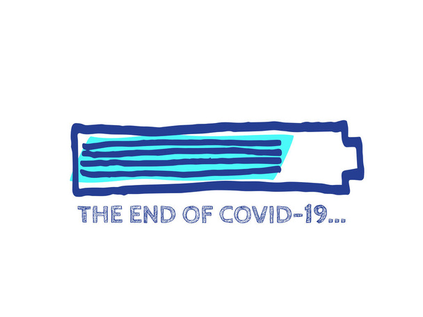 Weboldal vázlat sáv állítható kitöltő rész. A Coronavirus Progress Bar státusz vége. COVID-19 Vektor kézi húzású rakodó. Infografikus elem 90% -os komplett indikátorral. Karantén illusztráció. - Vektor, kép
