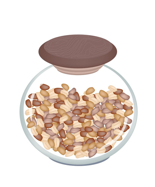 Uma pilha de amendoins em um frasco
 - Vetor, Imagem