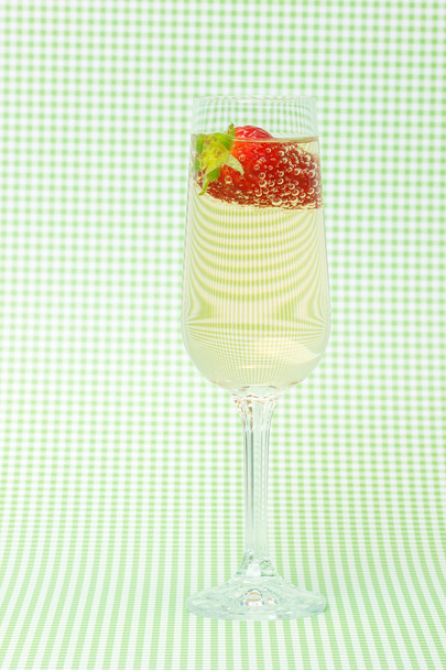 fresh strawberry on a glass with champagne - Photo, Image