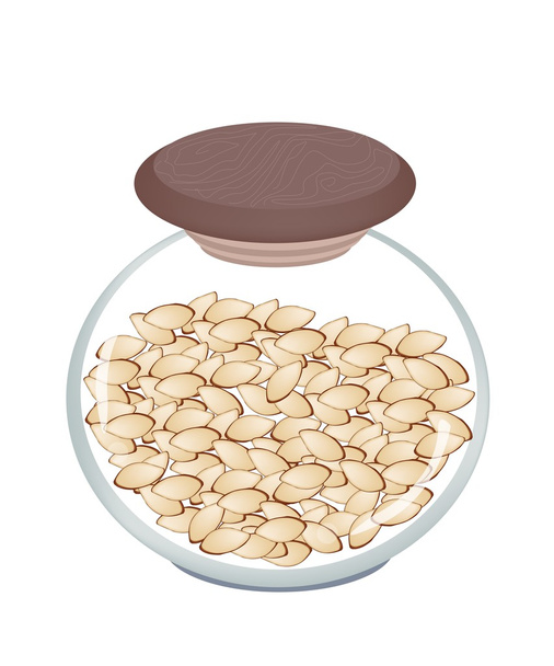 Stack of Slice Almonds in A jar - Vector, Image