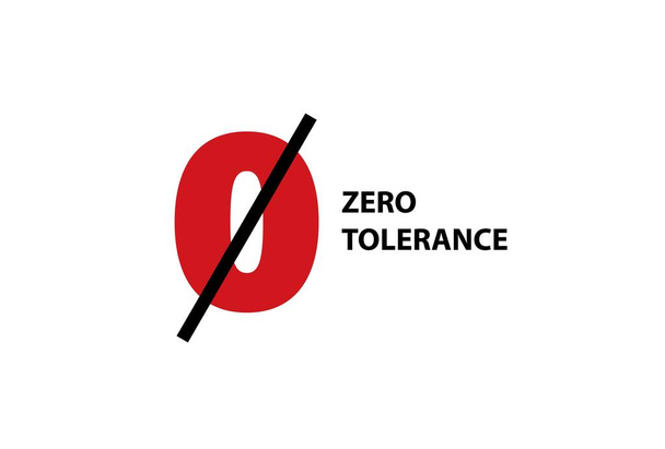 Zéró tolerancia előfizető. Vörös szimbólum diszkrimináció áthúzott fekete vonal erőszak. - Vektor, kép
