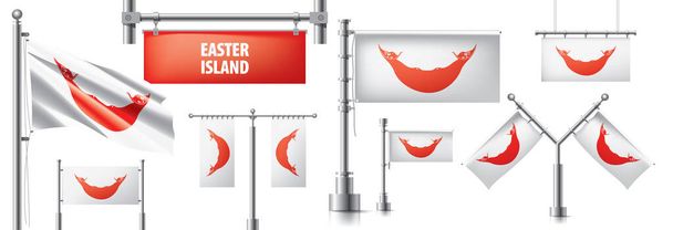 Conjunto vectorial de la bandera nacional de Isla de Pascua en varios diseños creativos - Vector, imagen