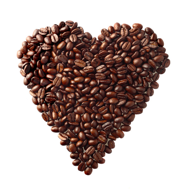 Símbolo del corazón hecho de granos de café
 - Foto, Imagen
