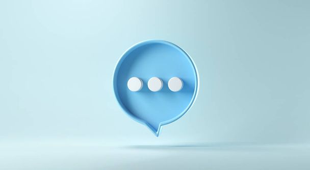 Bubble talk of commentaar teken symbool op blauwe achtergrond. 3d renderen. - Foto, afbeelding