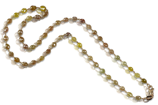 Raw Brown and Yellow gemstone beaded necklace - Фото, изображение