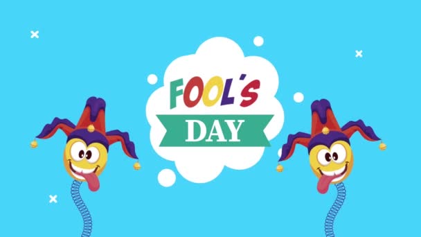 avril imbéciles jour lettrage avec des bouffons emojis - Séquence, vidéo