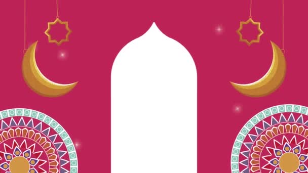 ramadan kareem sceny uroczystości z mandali i złote księżyce - Materiał filmowy, wideo