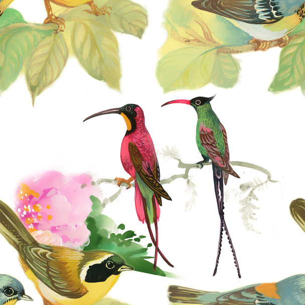 Wild birds and flowers - Foto, imagen