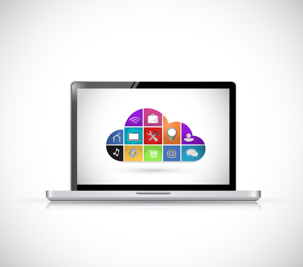 pictogram cloud computing computer concept - Foto, afbeelding