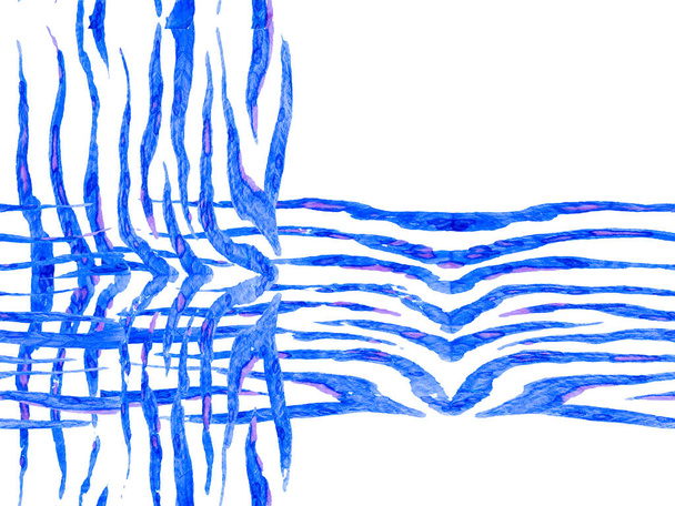 Klassieke Blauwe en Indigo Zebra Skin Print. Dierencamouflage achtergrond. Aquarel camouflage ontwerp. Abstracte Safari tegel. Geometrische dierlijke textuur. Afrikaans patroon. Naadloze strepen patroon. - Foto, afbeelding